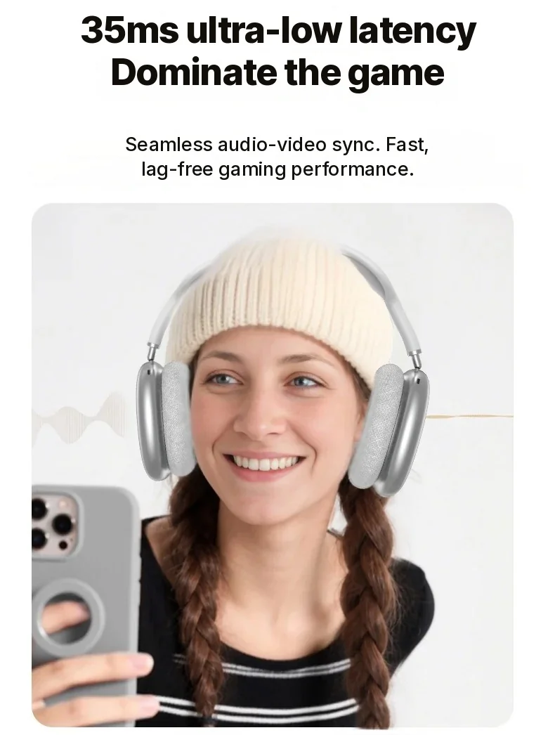 Cuffie Wireless Bluetooth Over-Ear con Bassi Profondi e Ricarica Type-C