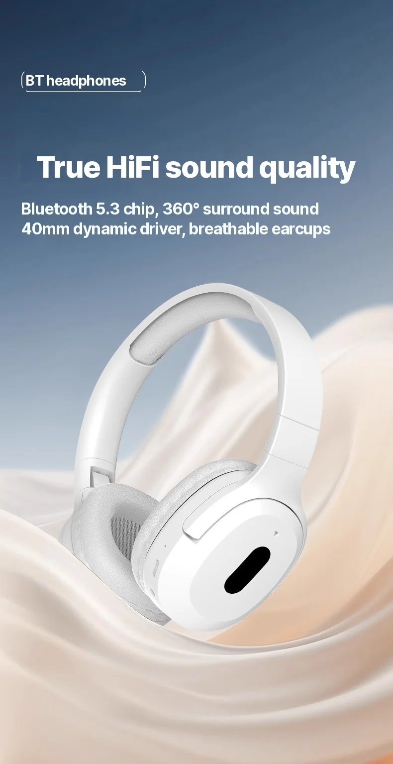 Căști wireless Bluetooth over-ear Type-C muzică stereo
