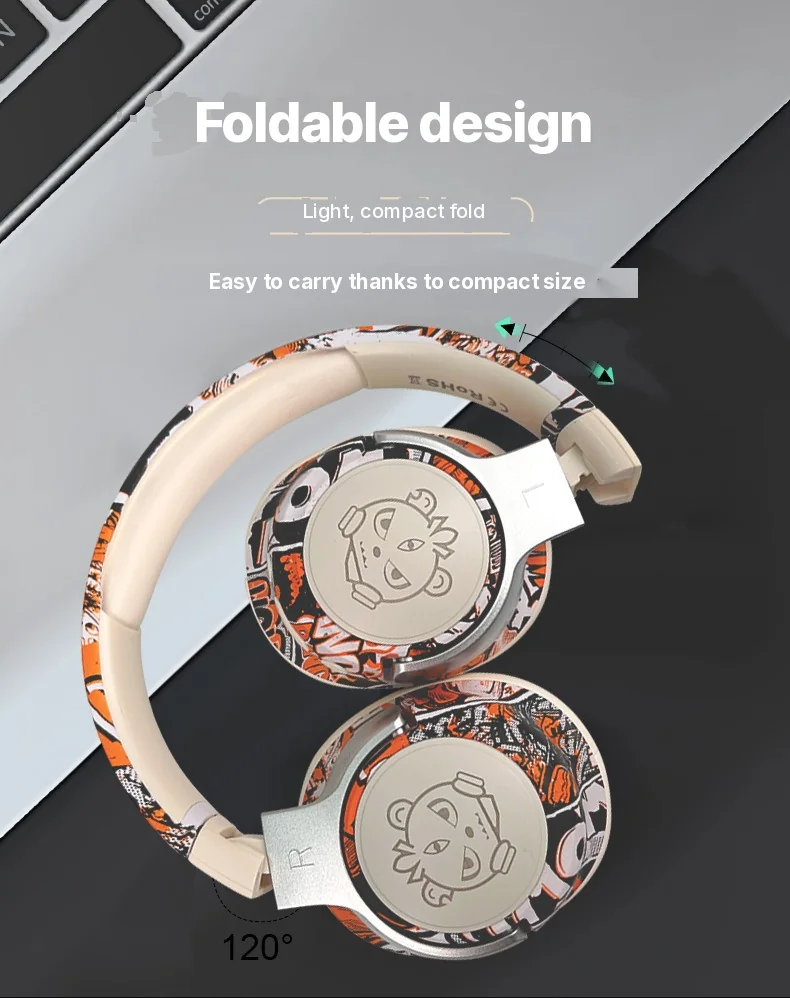 Graffiti Over-Ear Wireless Headphones with FM Radio and Long Battery Life