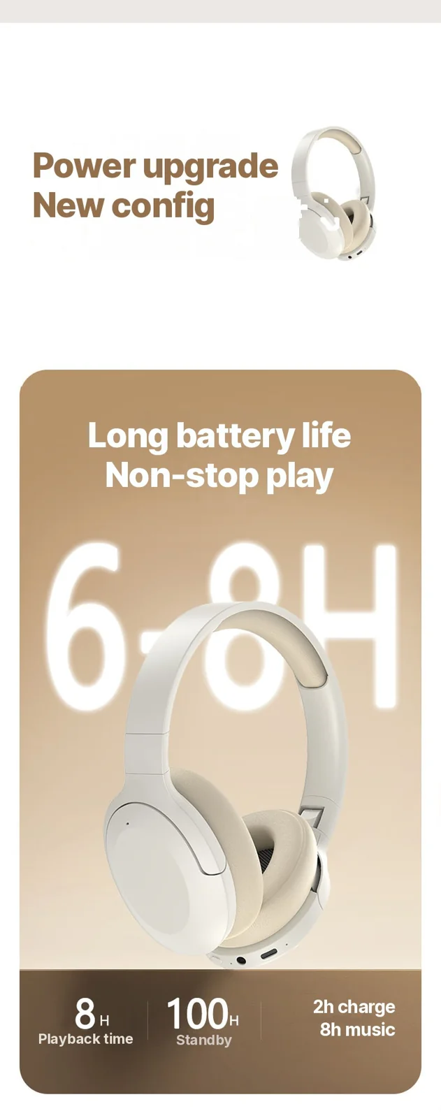 Wireless Over-Ear Bluetooth Headphones with Low Latency and Long Battery