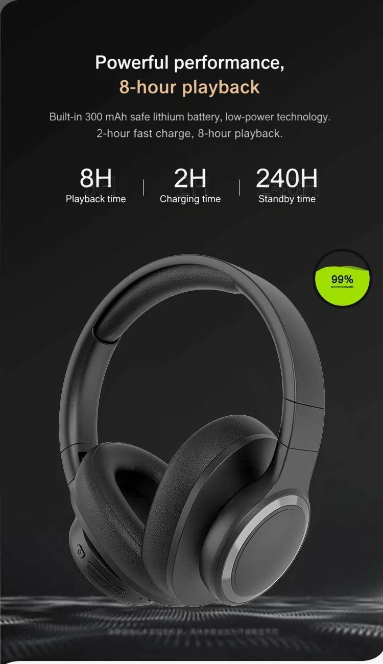 Over-Ear Wireless Bluetooth Headphones with FM Radio and TF Card Slot