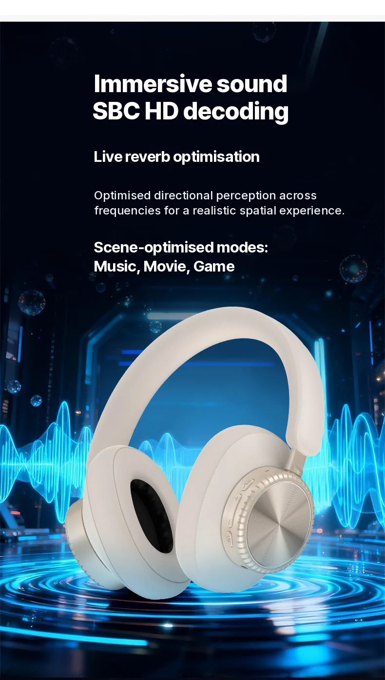 Cuffie Wireless Over-Ear con Cancellazione Attiva del Rumore e Batteria da 35H