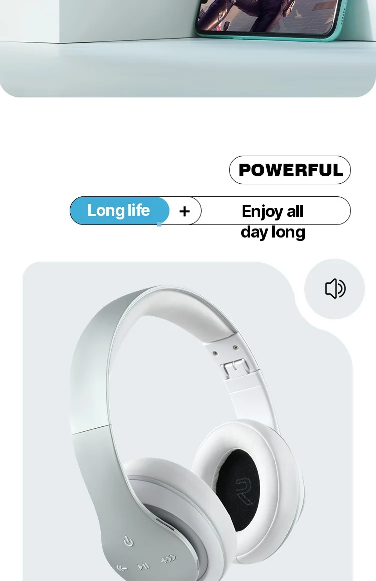 Over-ear draadloze Bluetooth-hoofdtelefoon met lange batterijduur