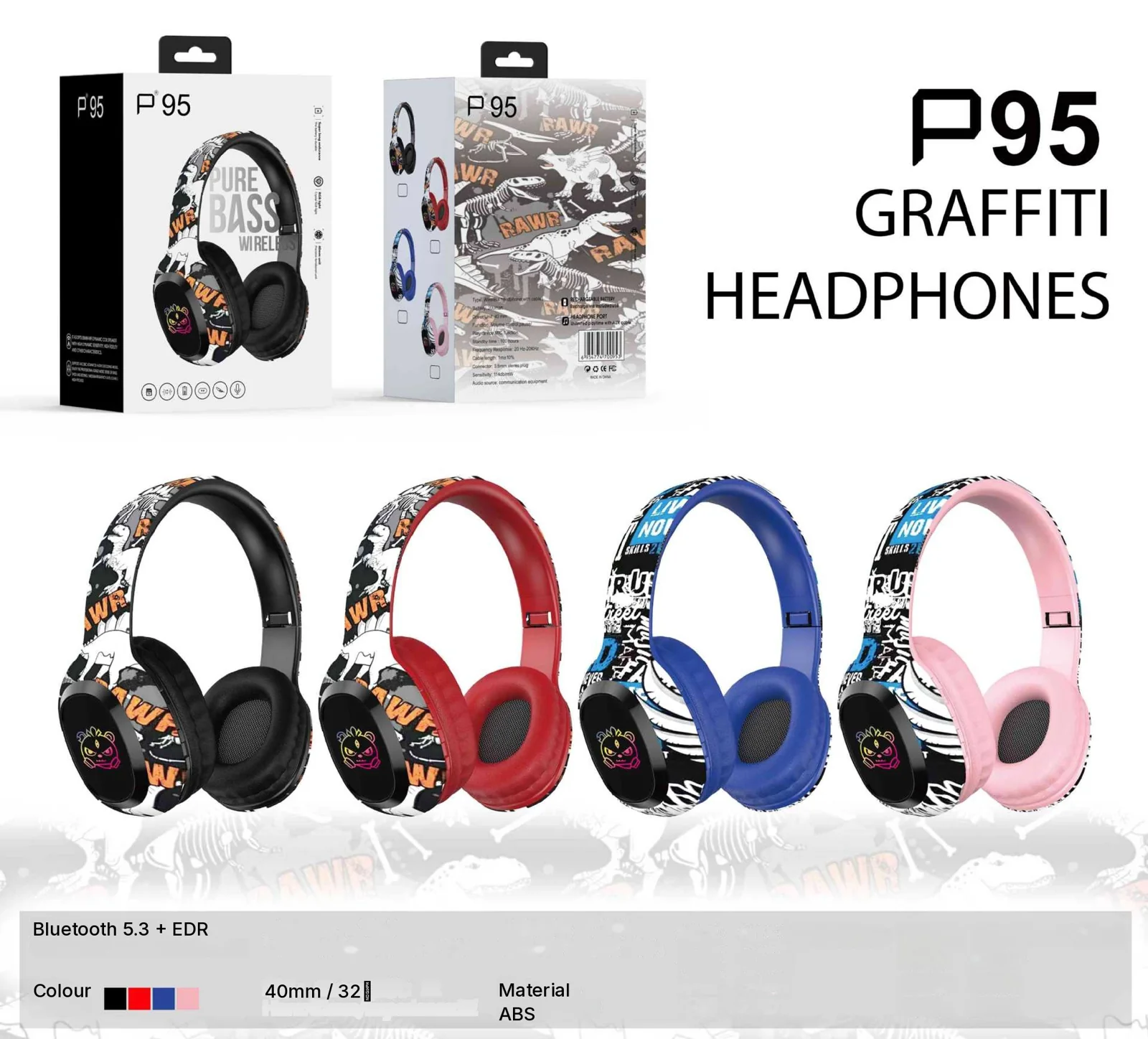 Wireless Over-Ear Headphones with TF Card Slot and Bluetooth