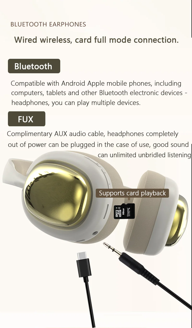 Wireless Over-Ear Headphones with Bluetooth 5.3 and Long Battery Life