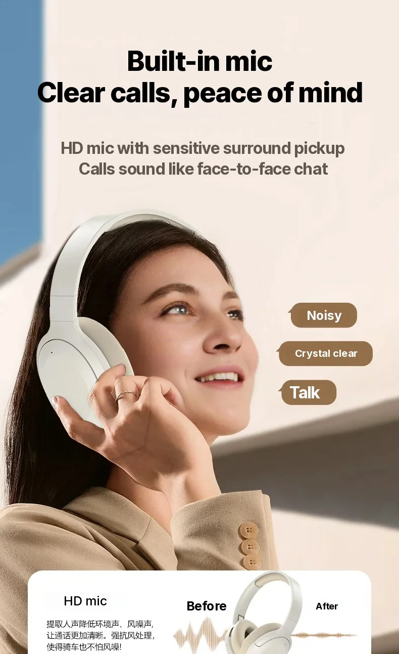 Casque Bluetooth sans fil supra-auriculaire à faible latence et longue autonomie