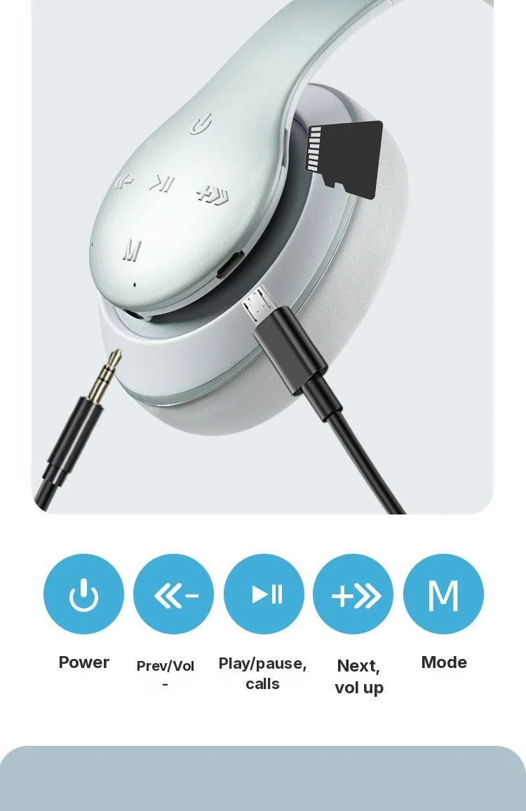 Over-ear draadloze Bluetooth-hoofdtelefoon met lange batterijduur