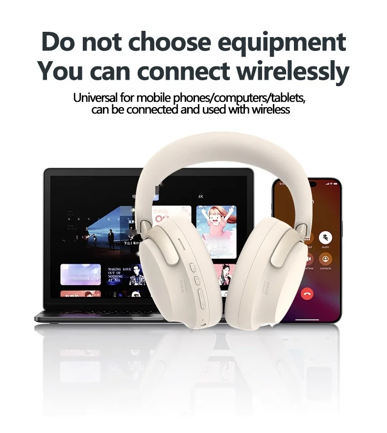 Casque Bluetooth sans fil supra-auriculaire avec son stéréo 3D et longue autonomie