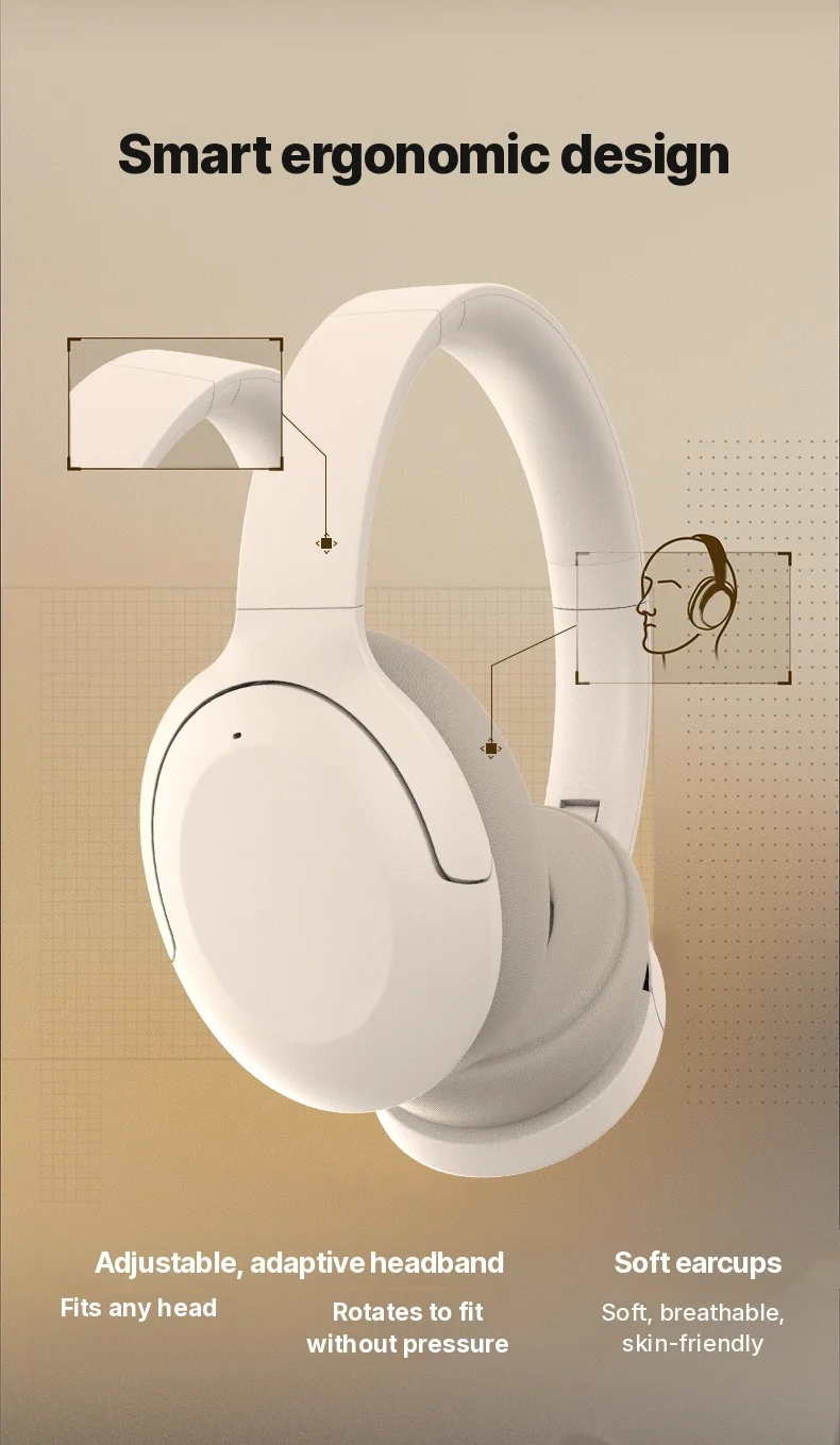 Active Noise Cancelling Over-Ear Bluetooth Headphones Wireless Stereo