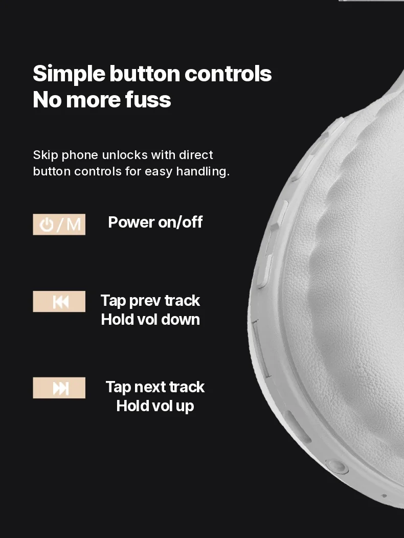 Over-Ear Bluetooth Headphones with TF Card Slot and AUX Input