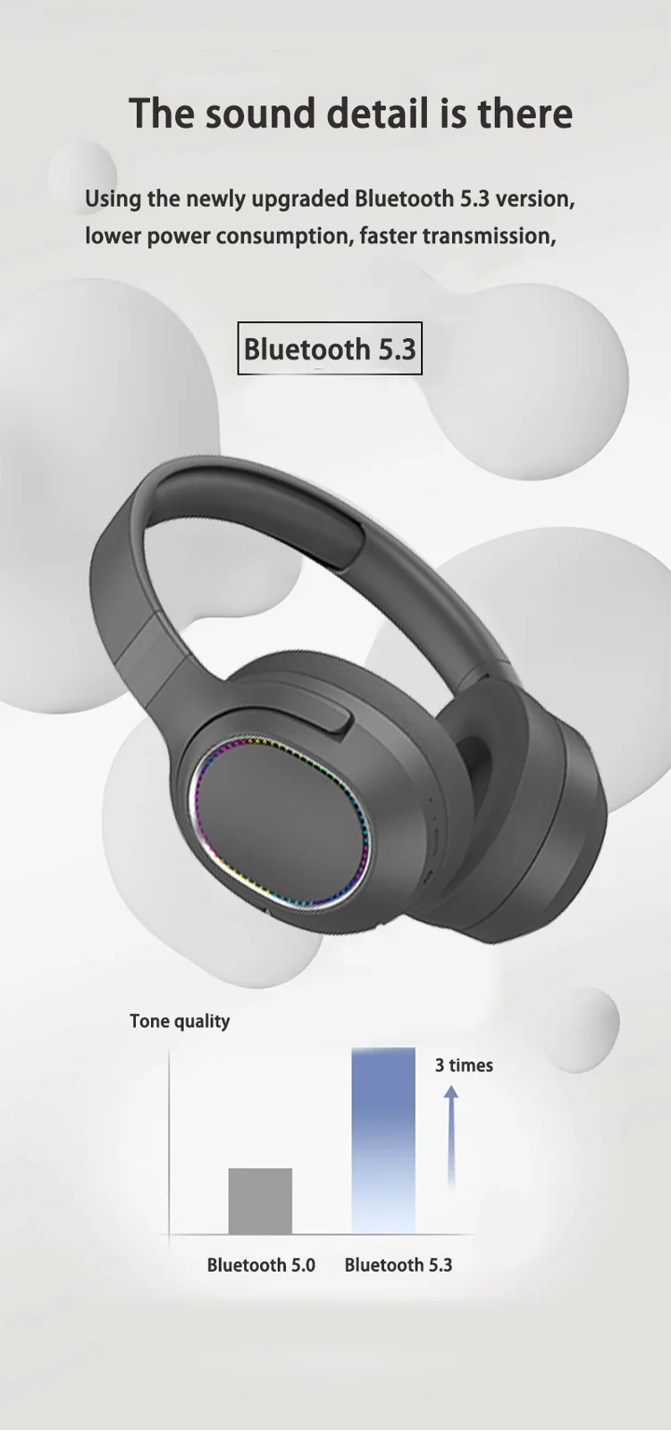 Wireless Over-Ear Bluetooth Headphones with LED Lights and FM Radio
