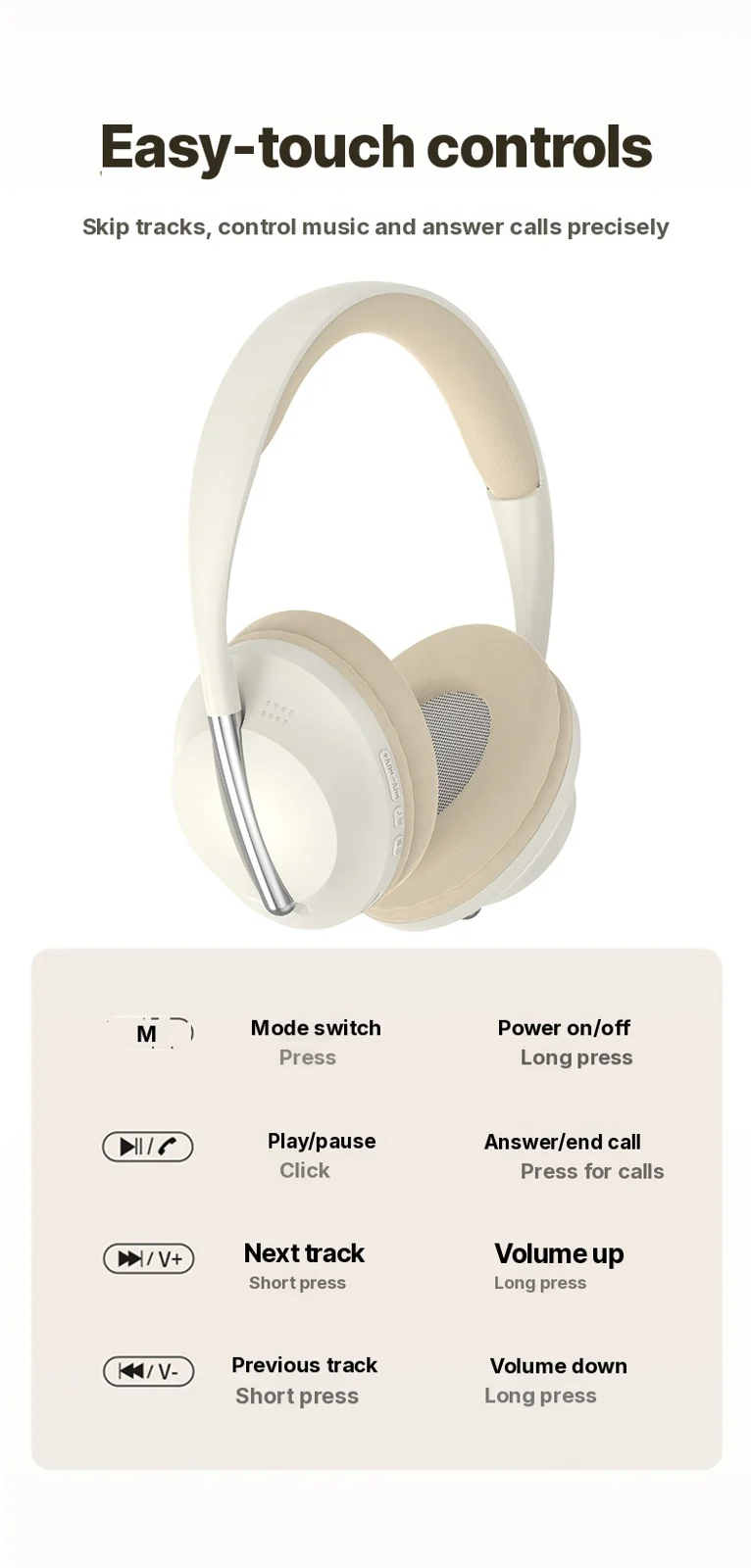Over-ear draadloze hoofdtelefoon met TF-kaartsleuf en AUX-ingang