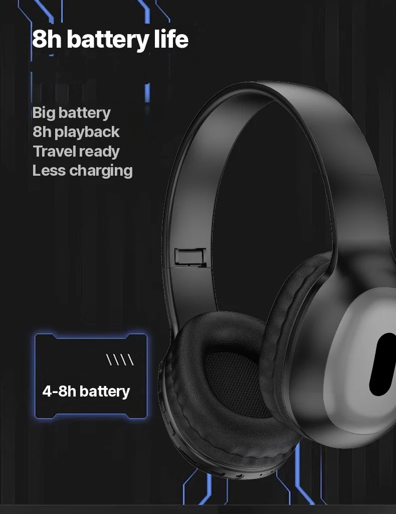 Over-Ear Bluetooth Headphones with TF Card Slot and AUX Input