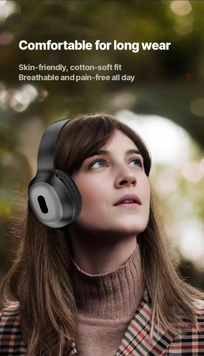 Over-Ear Bluetooth Headphones with TF Card Slot and AUX Input