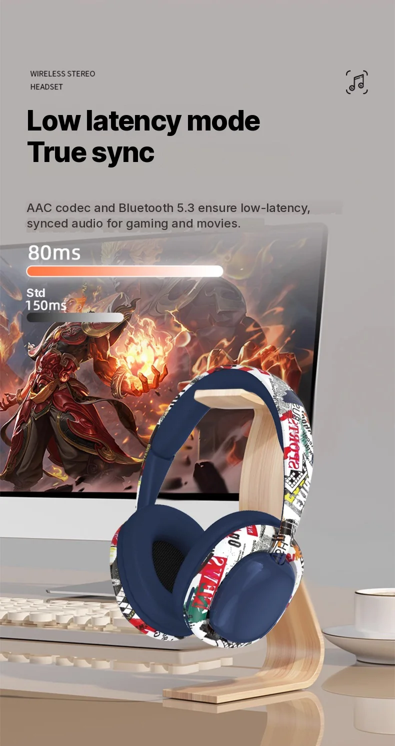Fones de Ouvido Bluetooth Over-Ear com Graves Profundos e Conectividade Sem Fio