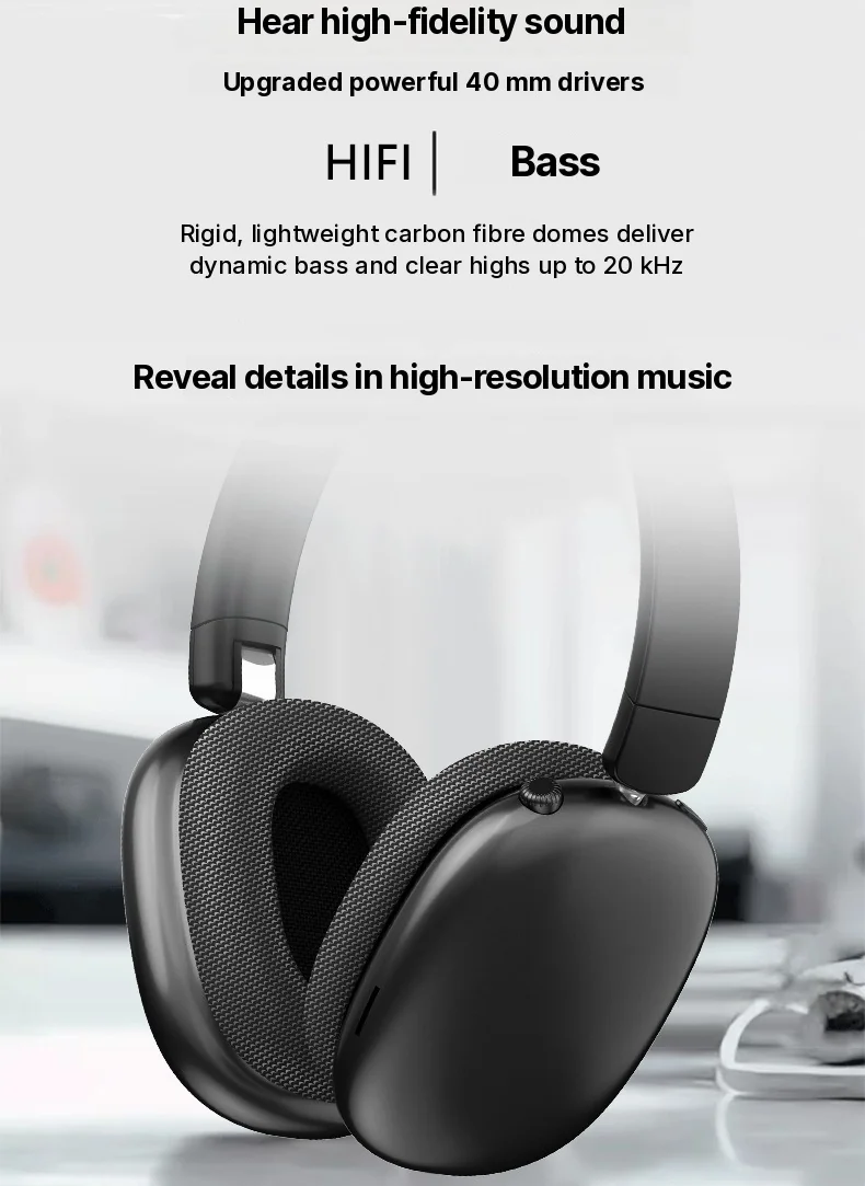 Over-Ear Wireless Bluetooth Headphones with FM Radio and TF Card Slot