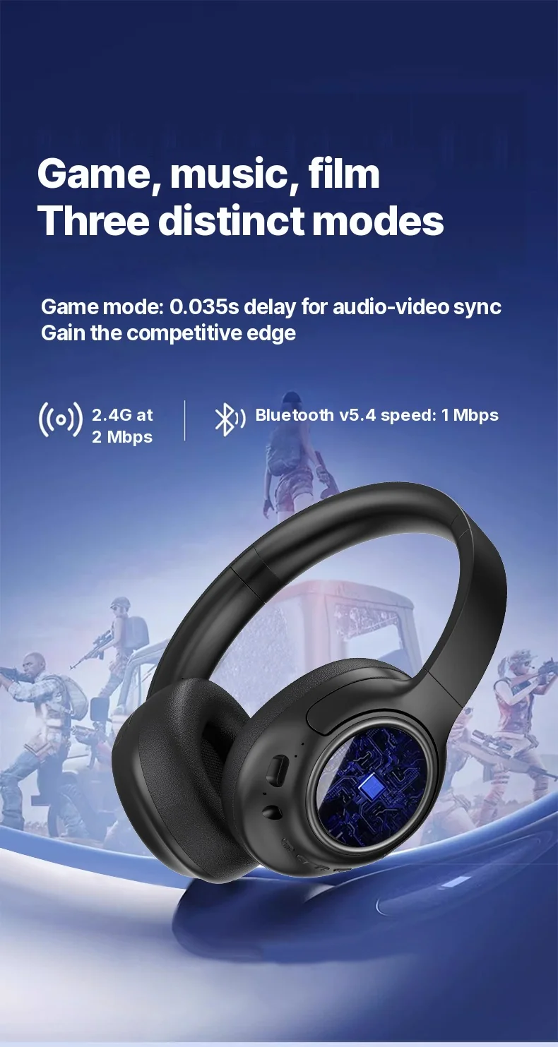 Wireless Over-Ear Headphones with Noise Cancelling and Long Battery Life