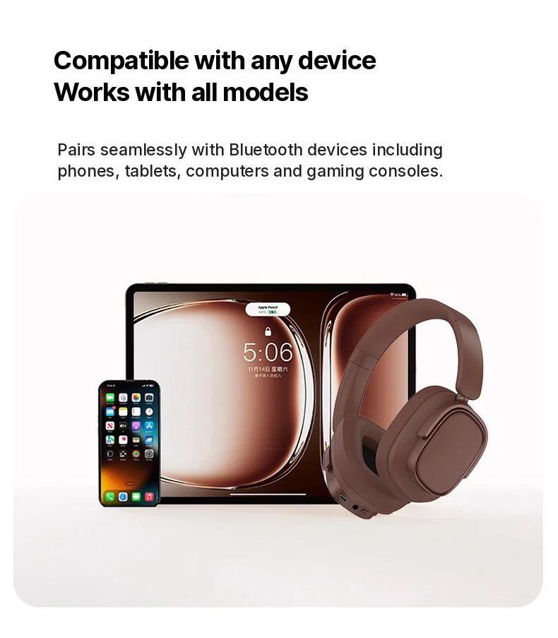 Fones de Ouvido Bluetooth Retro Circum-auriculares com Cancelamento Ativo de Ruído