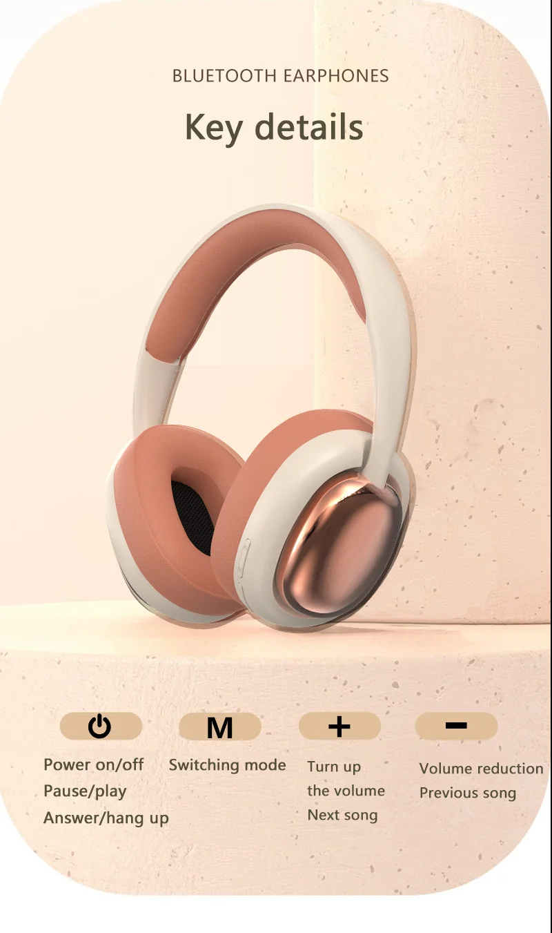 Wireless Over-Ear Headphones with Bluetooth 5.3 and Long Battery Life