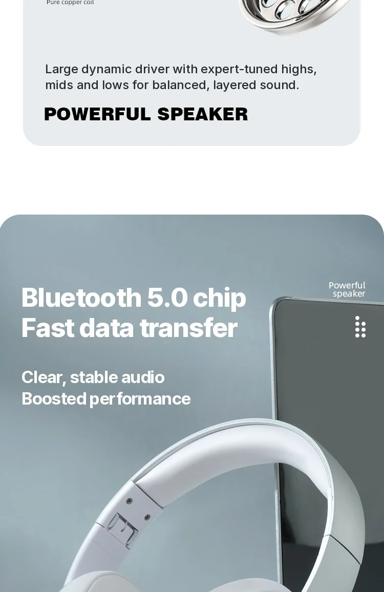 Over-ear draadloze Bluetooth-hoofdtelefoon met lange batterijduur