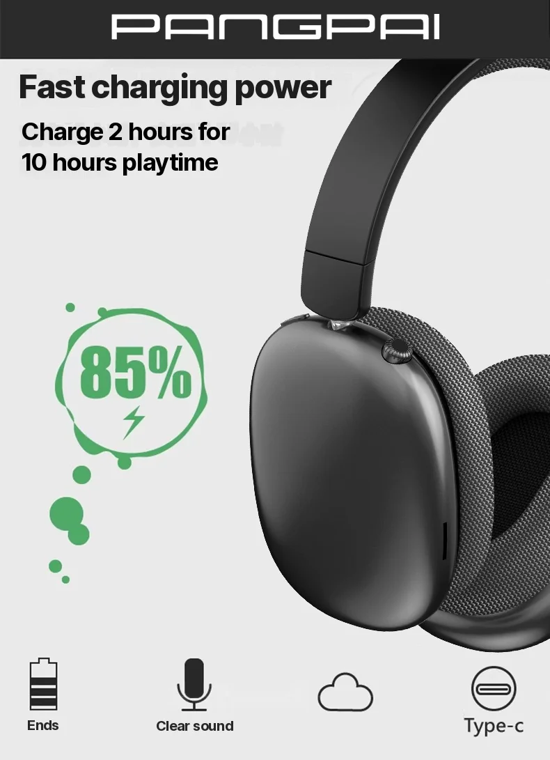 Over-Ear Wireless Bluetooth Headphones with FM Radio and TF Card Slot