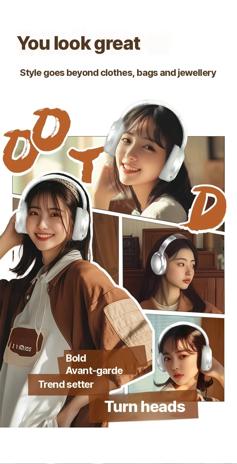 Retro Over-Ear Bluetooth Headphones with FM Radio and Wired Mode