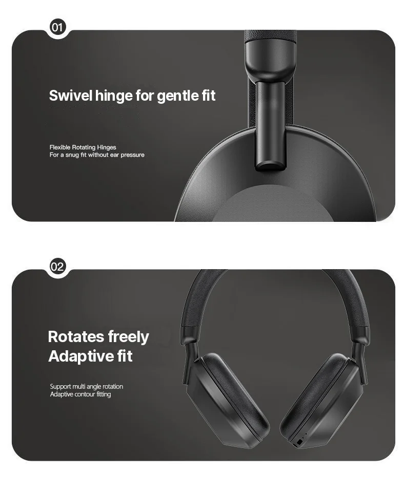 Fon Kepala Over-Ear Tanpa Wayar dengan Radio FM & Bluetooth 5.4