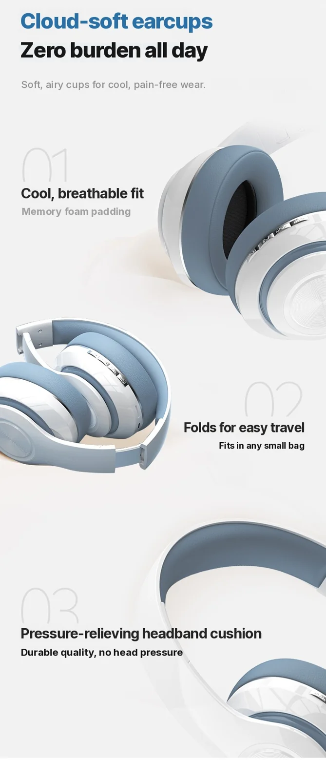 Over-ear draadloze hoofdtelefoon met FM-radio en TF-kaartsleuf