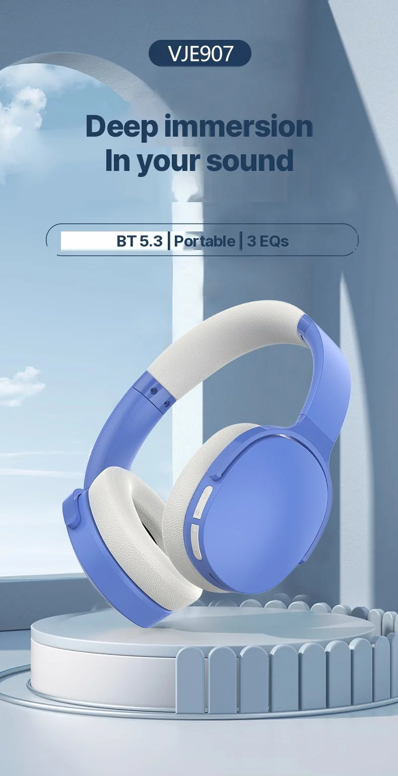 Fon Telinga Bluetooth Over-Ear Tanpa Wayar dengan Hayat Bateri Panjang