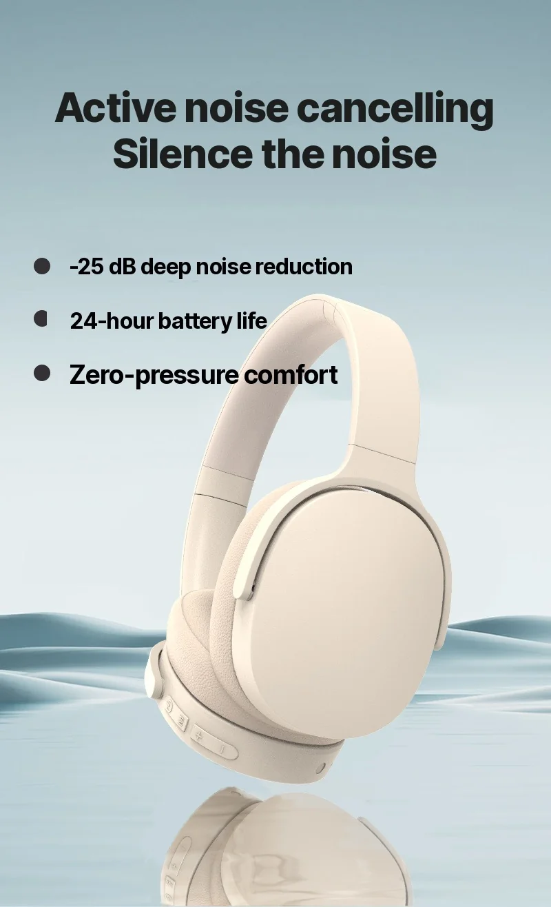 Over-Ear Wireless Headphones with Active Noise Cancelling and Long Battery Life