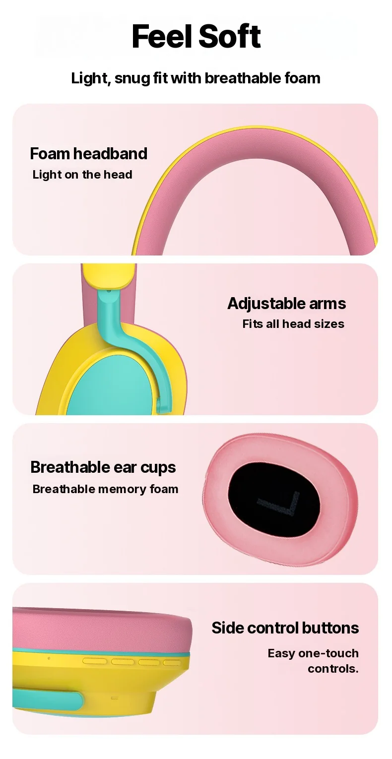 Wireless Over-Ear Headphones with FM Radio and Long Battery Life