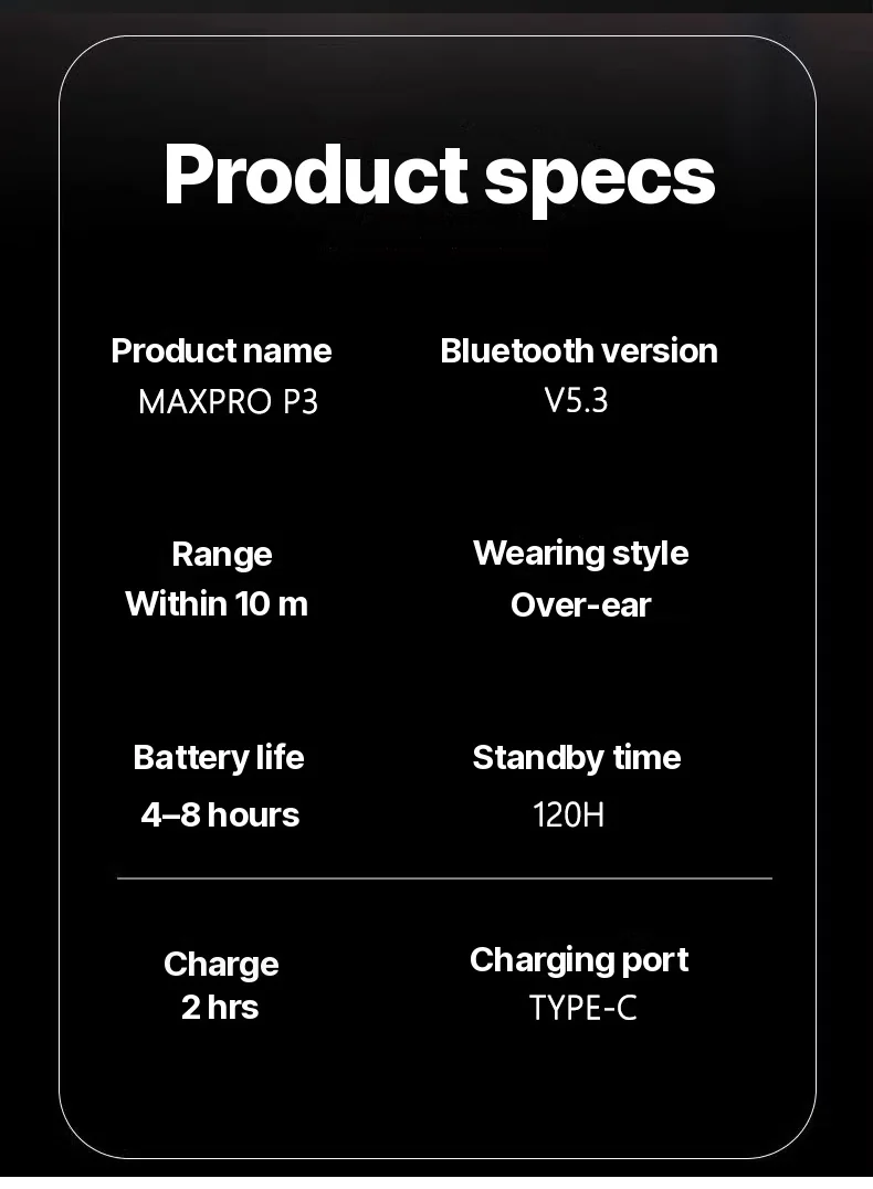 Trådlösa öronbågar med Bluetooth, FM-radio och lång batteritid