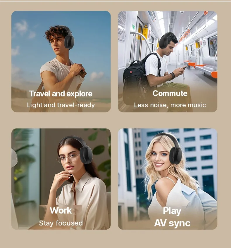 Active Noise Cancelling Over-Ear Bluetooth Headphones Wireless Stereo