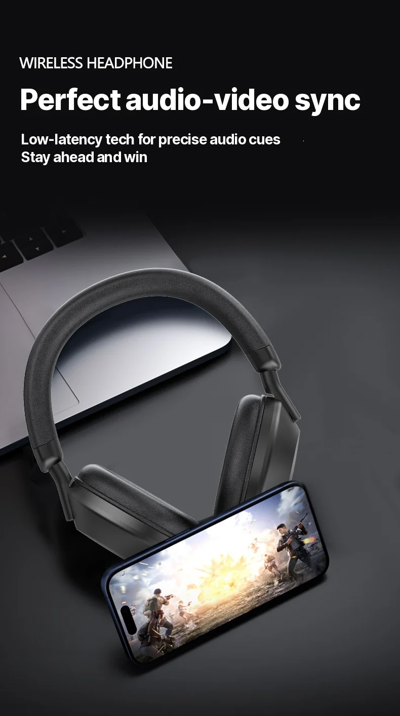 Fon Kepala Over-Ear Tanpa Wayar dengan Radio FM & Bluetooth 5.4