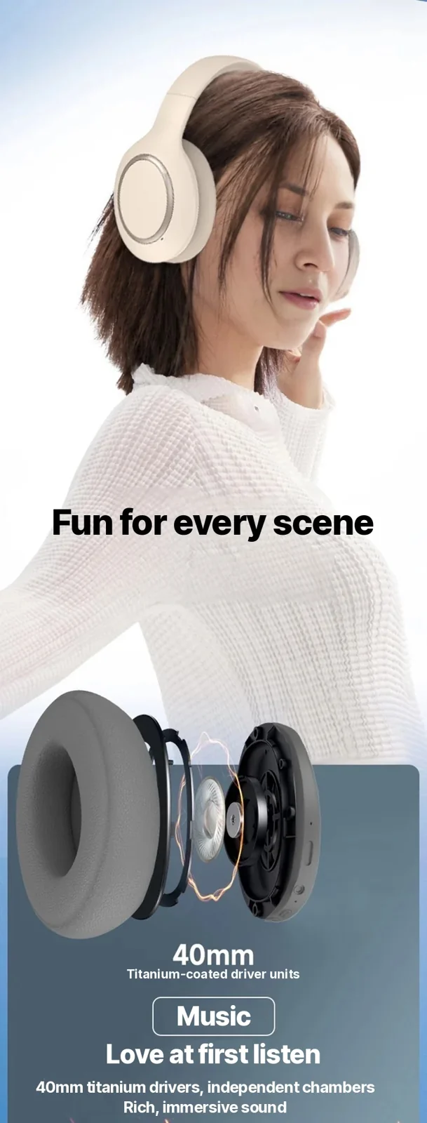 Over-Ear Bluetooth Headphones with Active Noise Cancelling and Long Battery Life