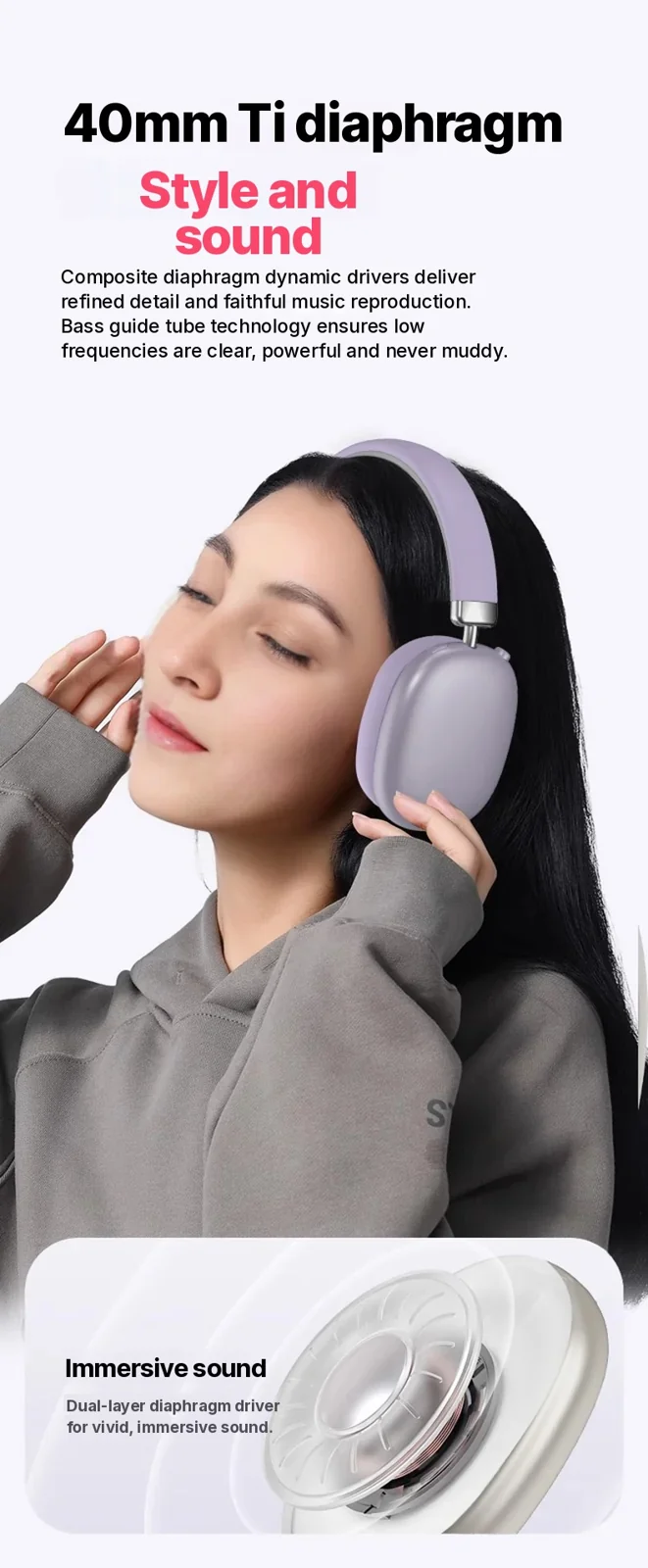 Bezdrátová sluchátka přes uši Bluetooth 5.4 dlouhá výdrž skládací