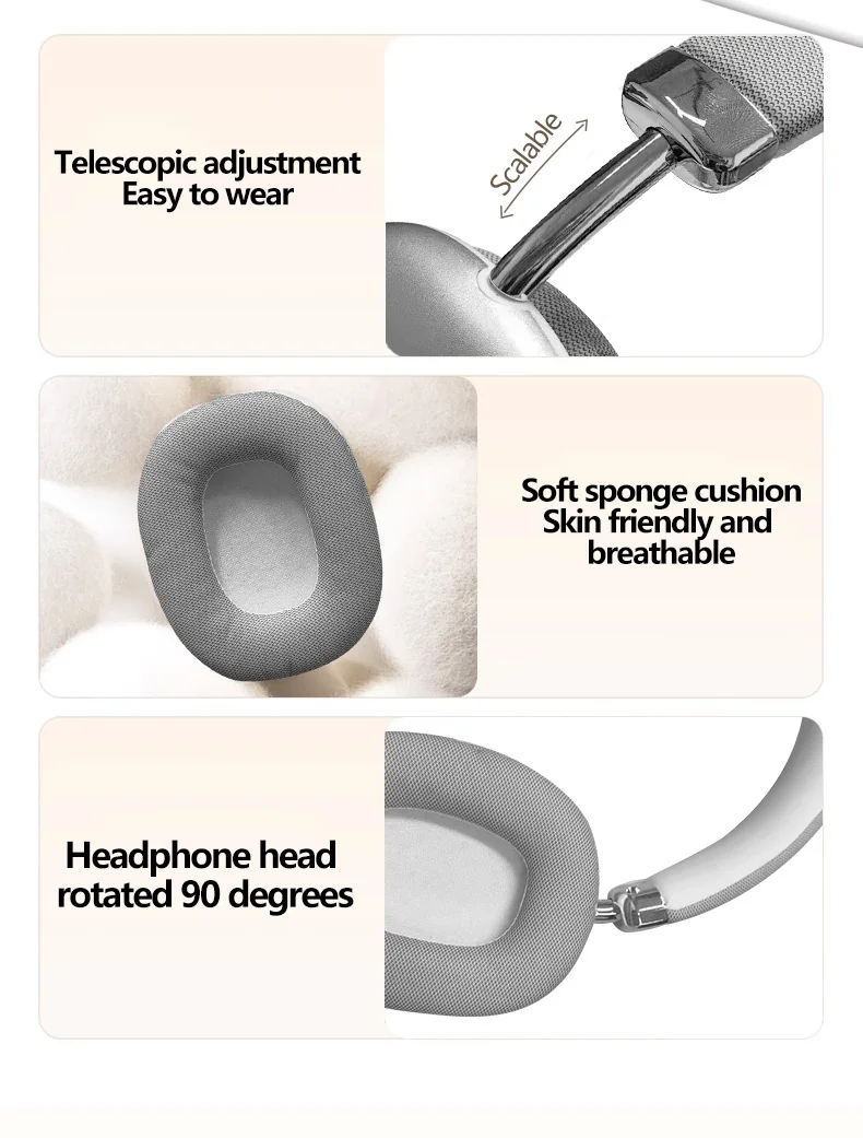 Wireless Over-Ear Bluetooth Headphones with Type-C Charging