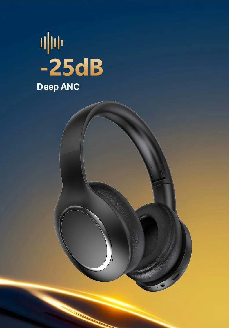 Over-Ear Bluetooth Headphones with Active Noise Cancelling and Long Battery Life