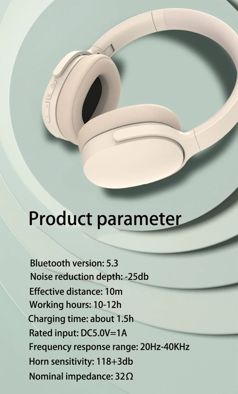 Wireless Over-Ear Headphones with Active Noise Cancelling and Long Battery Life
