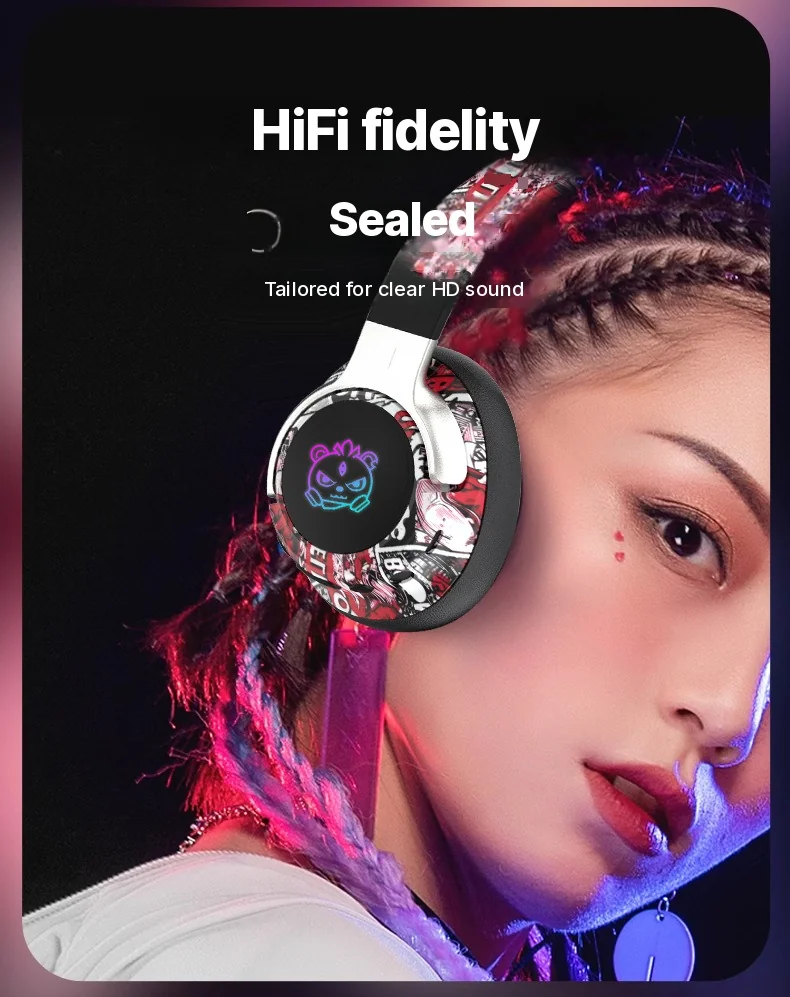Graffiti Over-Ear Wireless Headphones with FM Radio and Long Battery Life