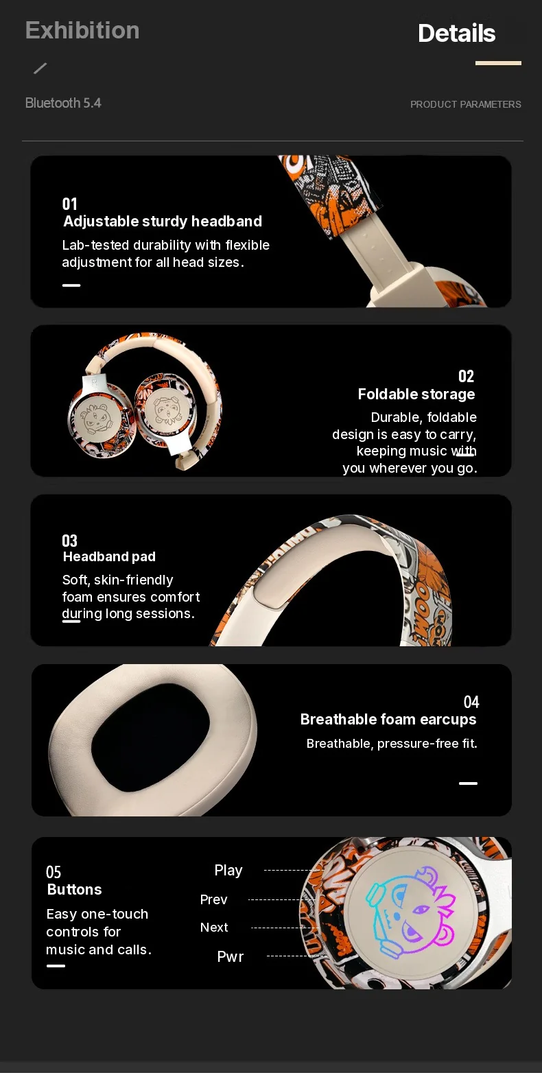 Graffiti Over-Ear Wireless Headphones with FM Radio and Long Battery Life
