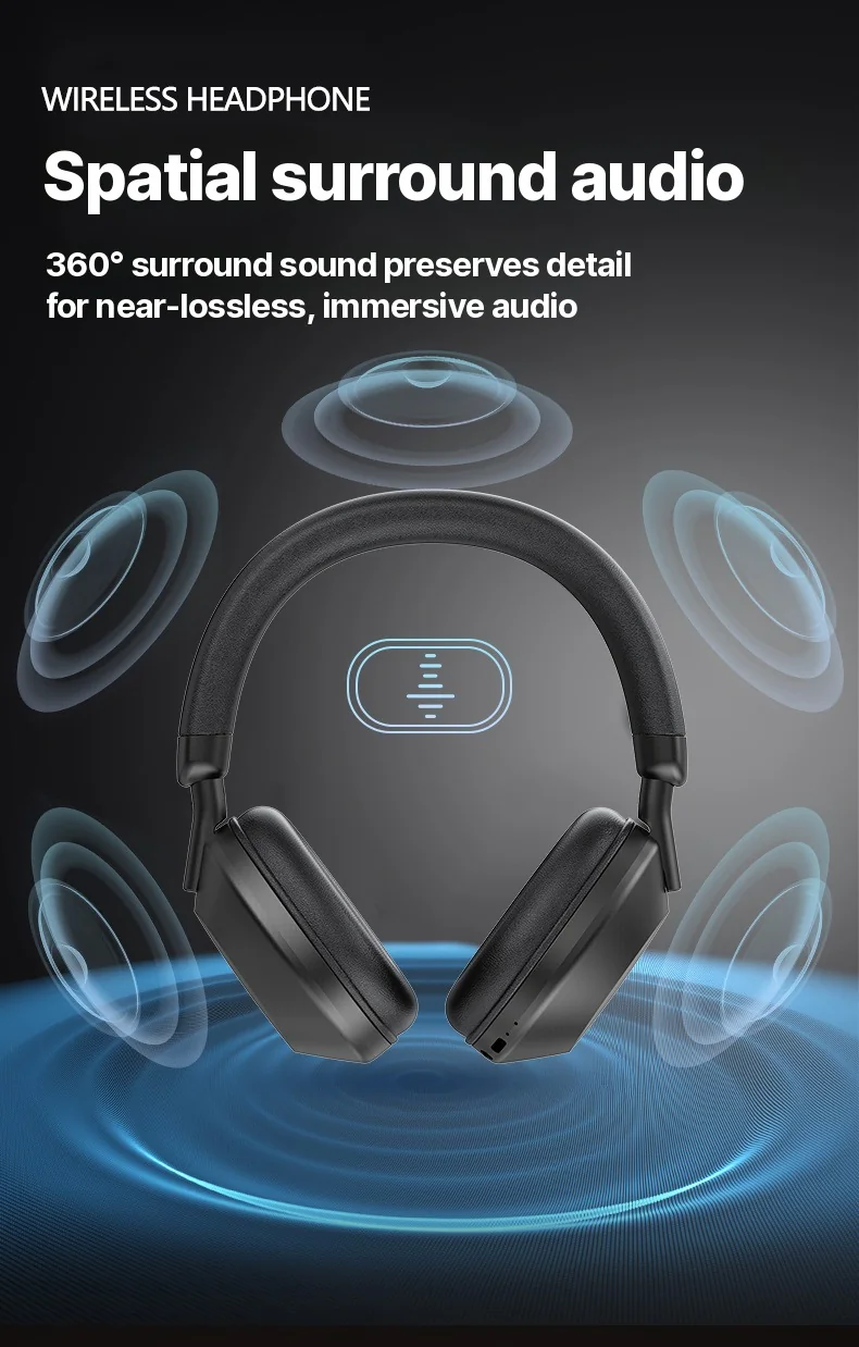 Fon Kepala Over-Ear Tanpa Wayar dengan Radio FM & Bluetooth 5.4