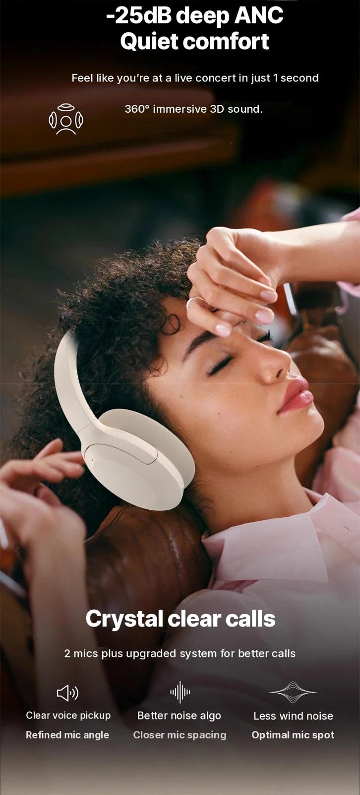 Active Noise Cancelling Over-Ear Bluetooth Headphones Wireless Stereo