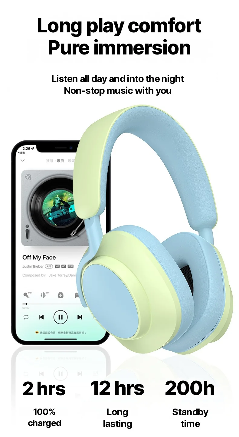 Cuffie Wireless Over-Ear con Radio FM e Lunga Durata della Batteria