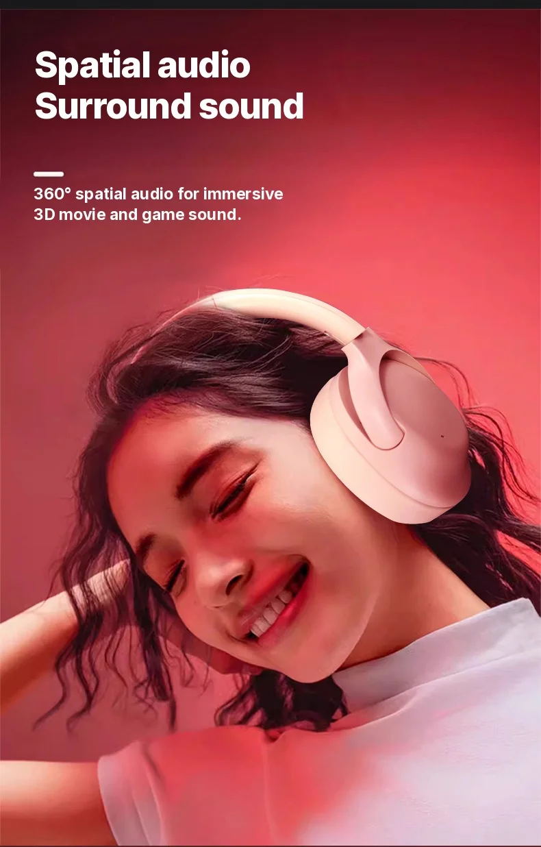 Active Noise Cancelling Wireless Bluetooth Headphones Over Ear Long Battery Life