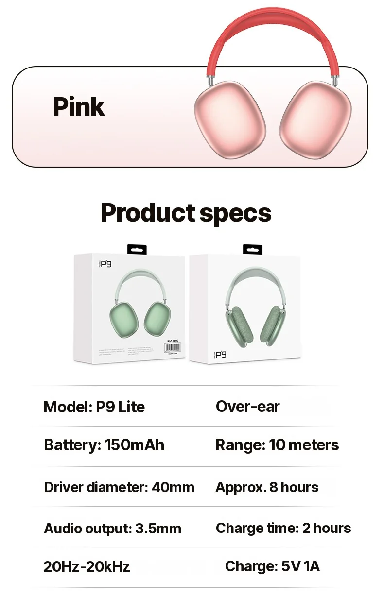 Cuffie Wireless Bluetooth Over-Ear con Bassi Profondi e Ricarica Type-C