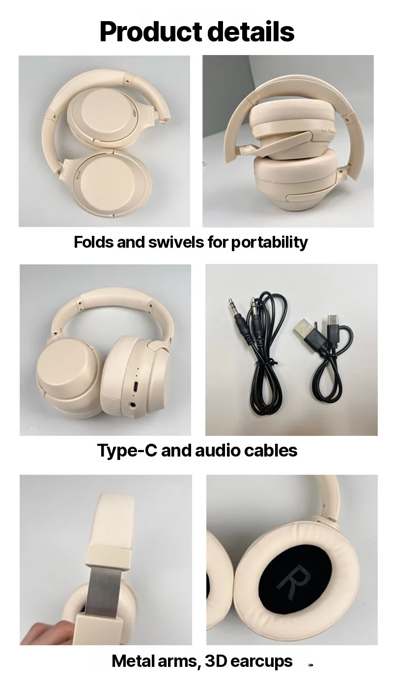 Cuffie Wireless Bluetooth Over-Ear con Cancellazione Attiva del Rumore