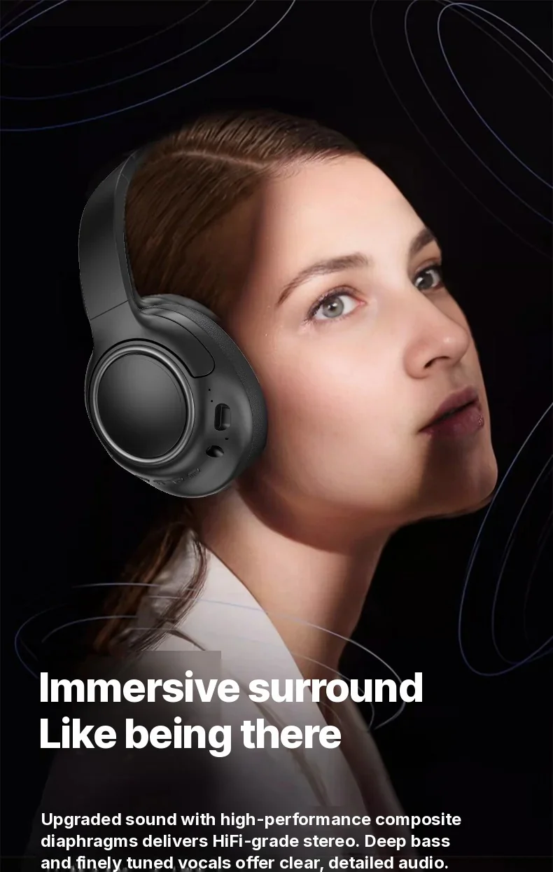 Wireless Over-Ear Headphones with Noise Cancelling and Long Battery Life