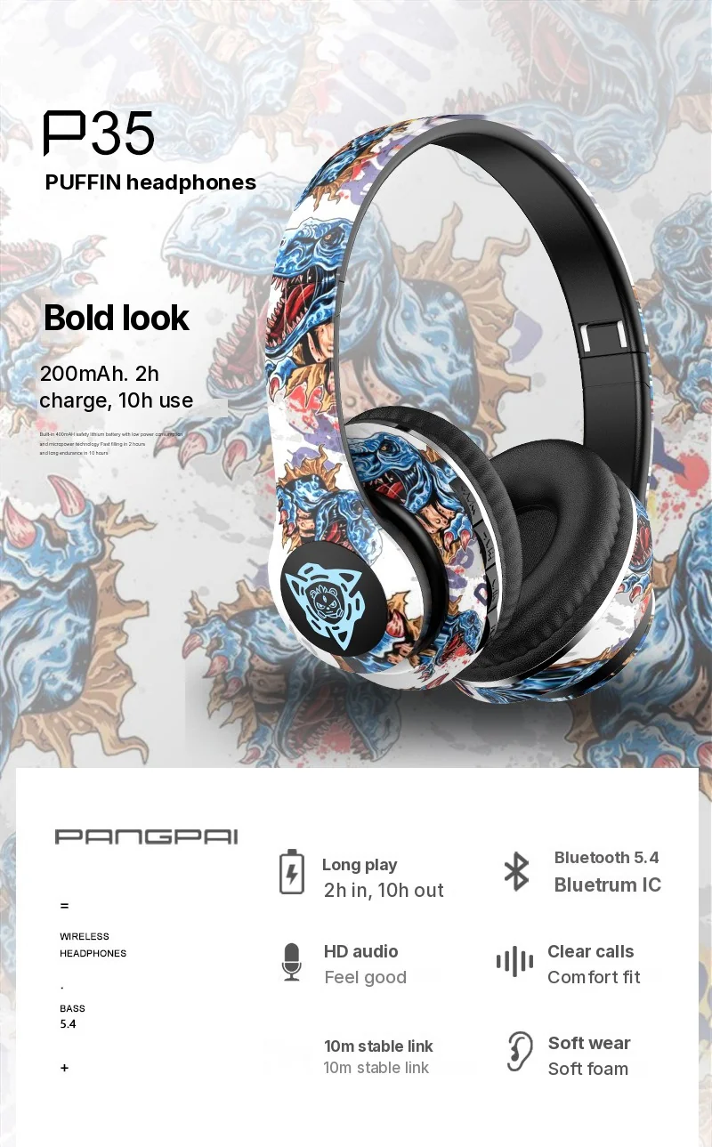 Fone de Ouvido Bluetooth Dobrável Over-Ear com Design Grafite