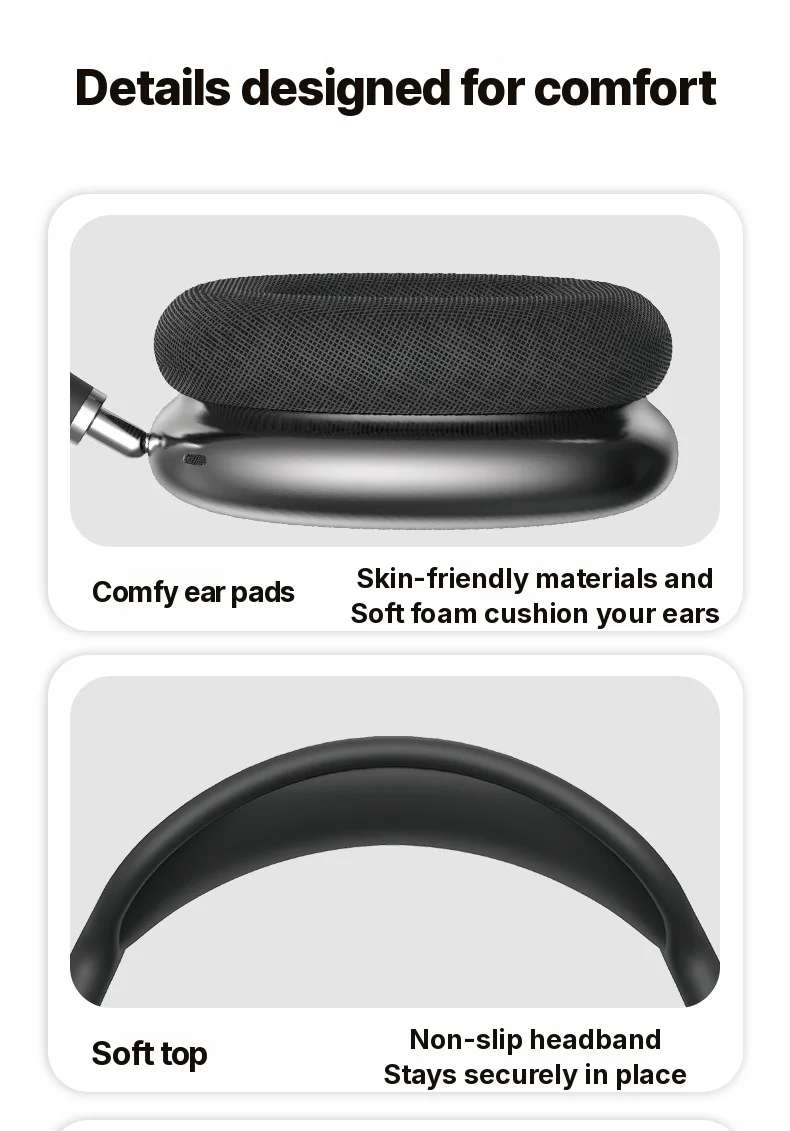 Cuffie Wireless Bluetooth Over-Ear con Bassi Profondi e Ricarica Type-C
